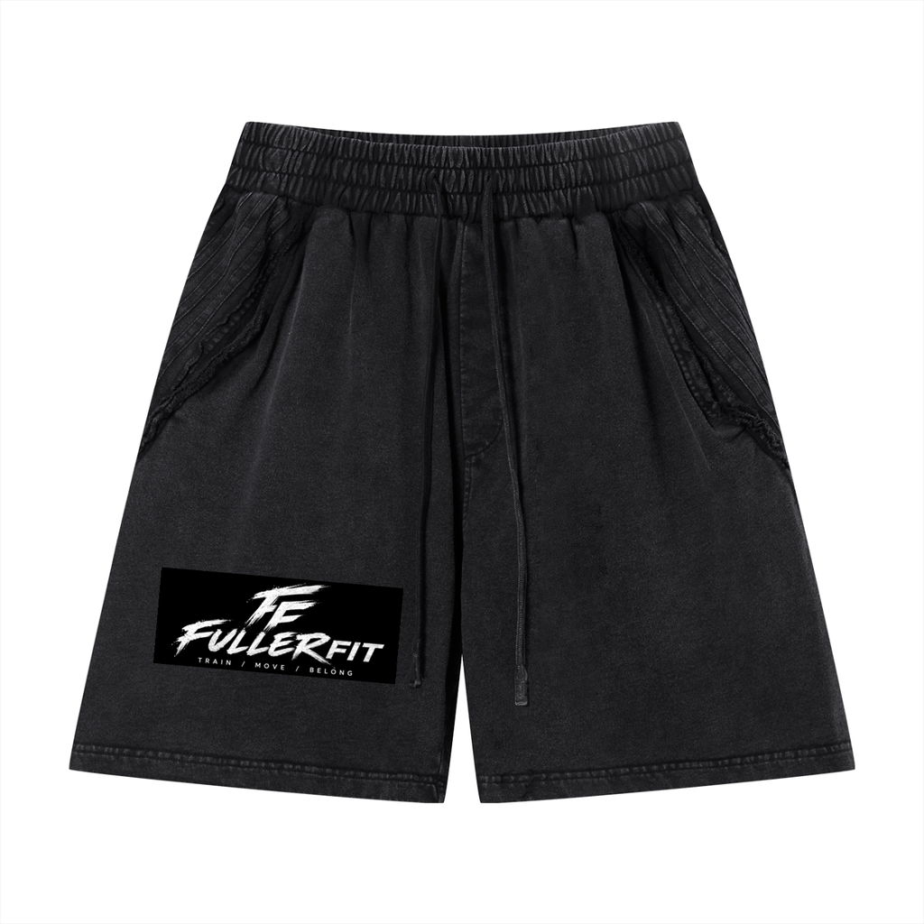 Unisex Vintage Wash Raw Edge Shorts