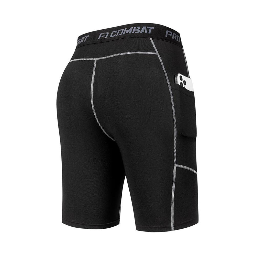 High Performance Men's Compression Shorts With Pocket - Quick Dry Breathable Stretchy Base Layer For Cycling Sports Gym