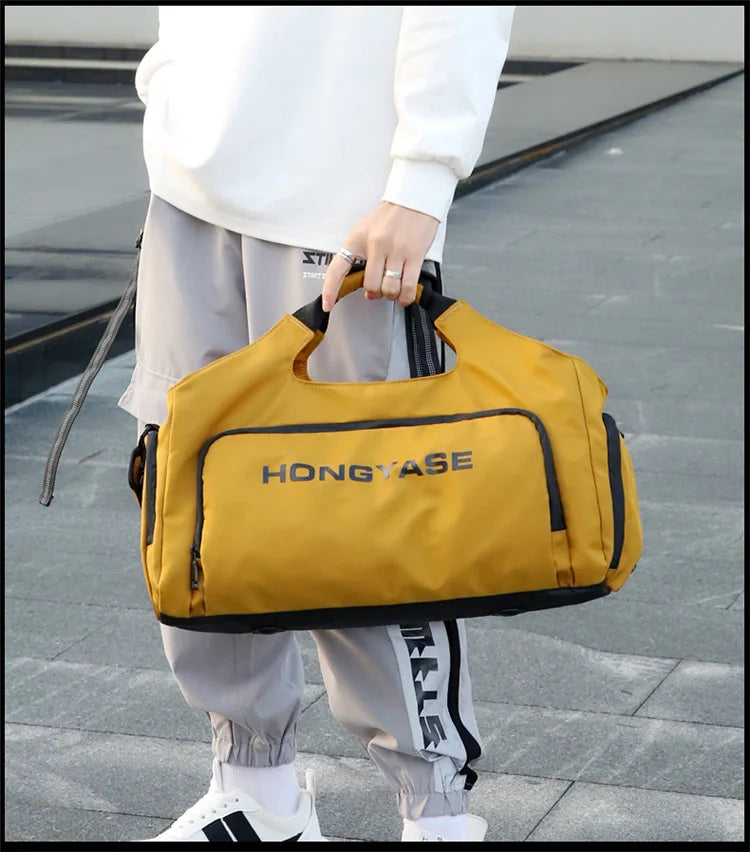 Gym Sports Bag for Men Travel Fitness Duffle Shoe Pocket Luggage Duffel Waterproof Tote Handbags Weekend Shoulder Outdoors Bag