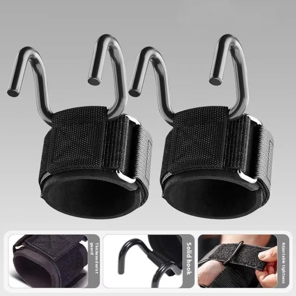 2Pcs Adjustable Grips Weight Lifting Hooks Black Wrist Strength Workout Gym Straps Fitness Accessories Fitness Hooks