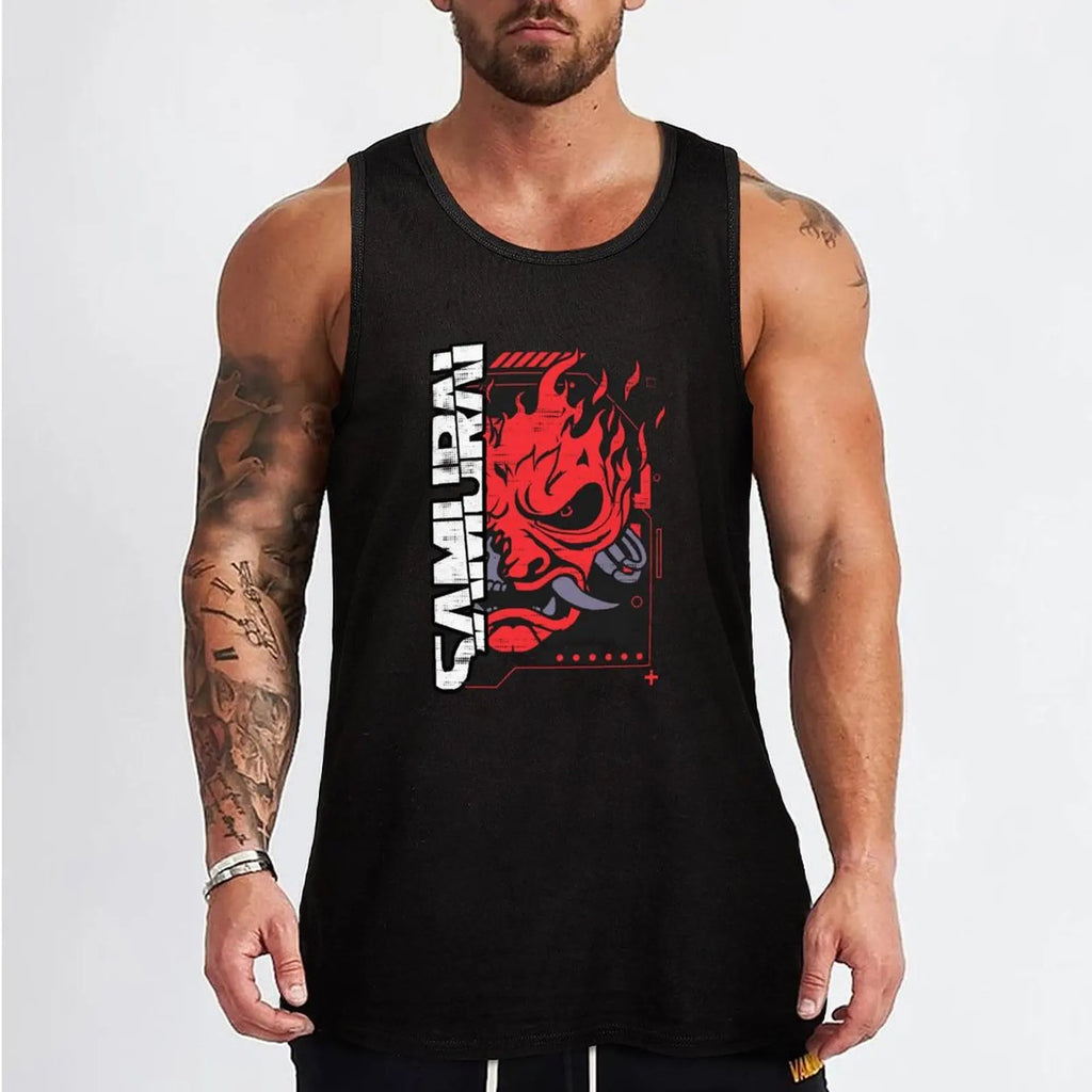 samurai rock band Tank Top sleeveless gym shirt man fitness Gym wear