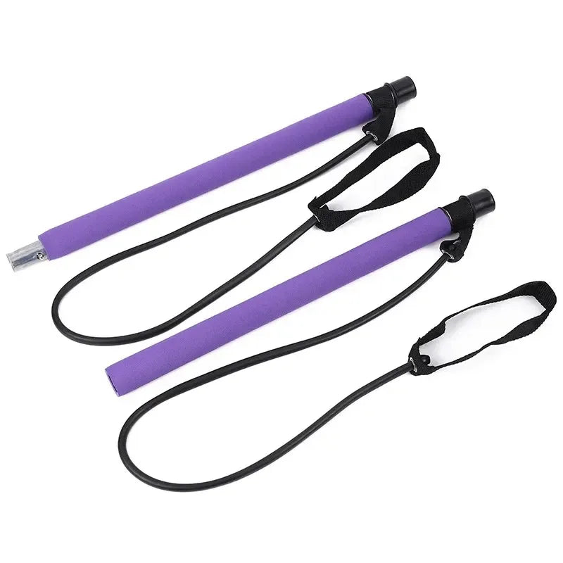 Multifunctional Pilates Bar Combination Fitness Bar Yoga Chest Expansion Tension Rope Back Trainer Elastic Rope Stretching Belt