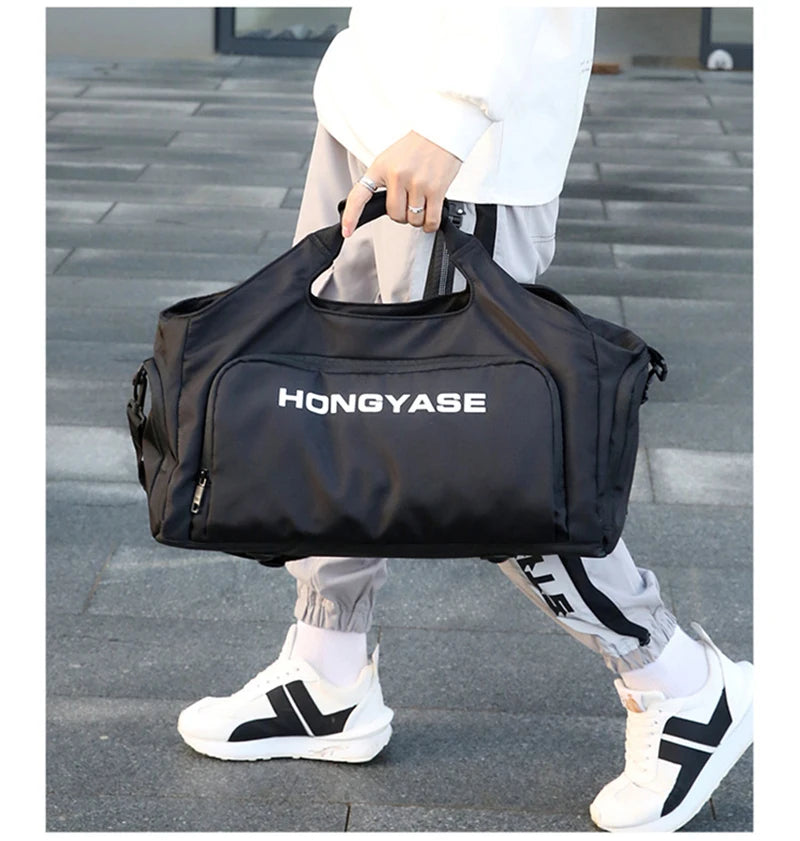 Gym Sports Bag for Men Travel Fitness Duffle Shoe Pocket Luggage Duffel Waterproof Tote Handbags Weekend Shoulder Outdoors Bag
