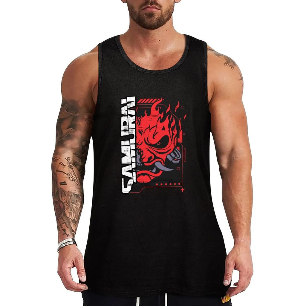 samurai rock band Tank Top sleeveless gym shirt man fitness Gym wear
