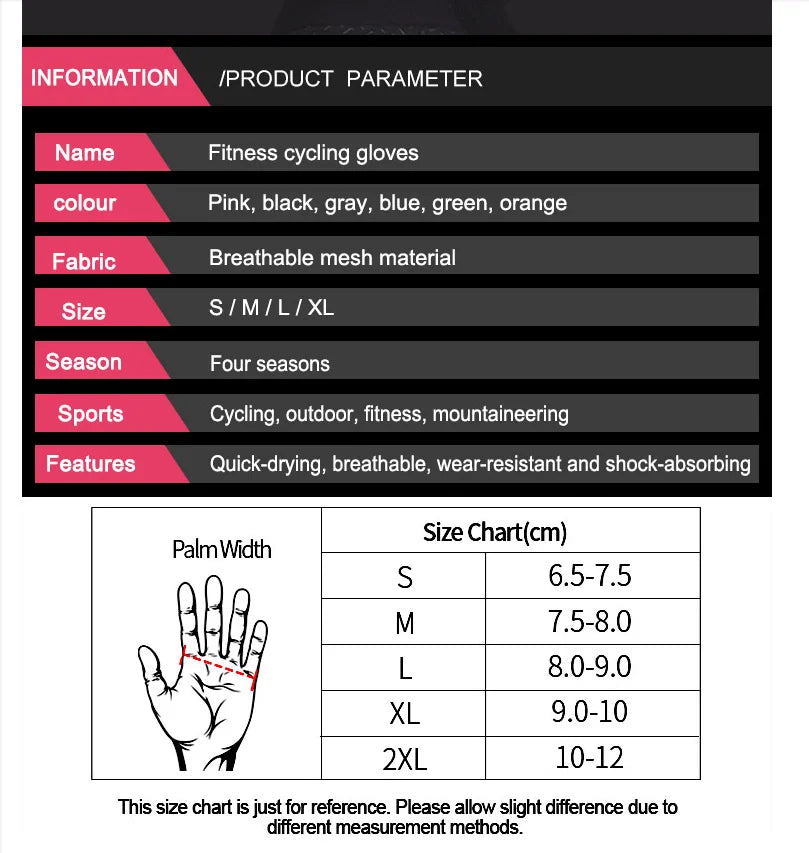 Weightlifti Gym Gloves Fitness Training Fingerless Men Women Bodybuilding Exercise Sports Gloves Cycling Anti Slip Breathable