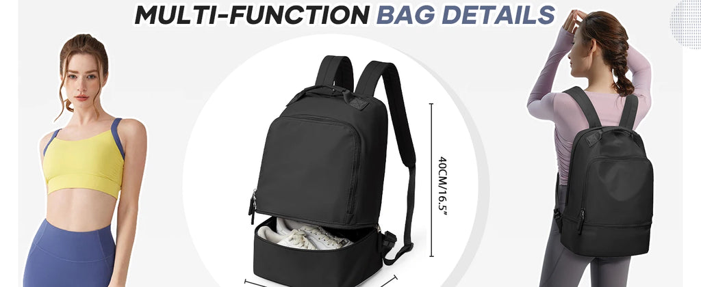 Gym Bag for Women，Personal Item Travel Bag With Shoe Compartment Travel Backpack for Women，Sports Backpack Ideal for Tennis，Swim