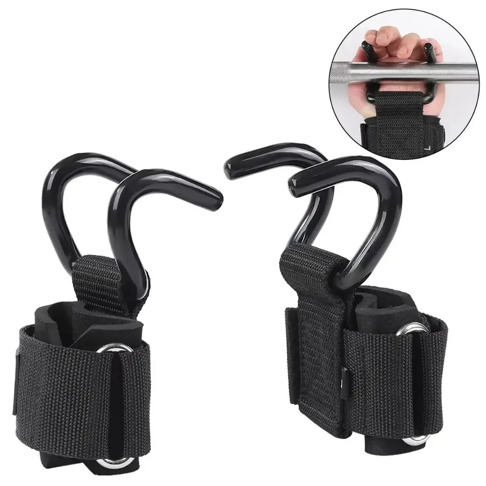 2Pcs Adjustable Grips Weight Lifting Hooks Black Wrist Strength Workout Gym Straps Fitness Accessories Fitness Hooks