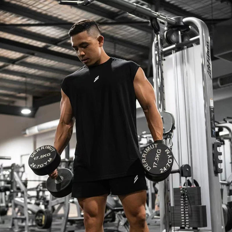 NEW Summer Fitness Sports Tank Top Men Breathable Loose Mesh Training Sleeveless T-shirt Quick Drying Vest Male Fitness Clothing