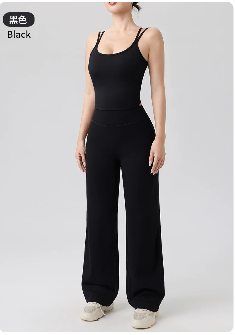 Fitness Set Women's Yoga Suit Sports Vest Straight Pants Suit Gym Tracksuit Female Workout Clothes Running Push Up Sportswear