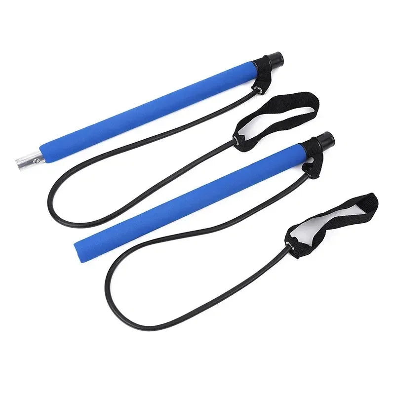 Multifunctional Pilates Bar Combination Fitness Bar Yoga Chest Expansion Tension Rope Back Trainer Elastic Rope Stretching Belt