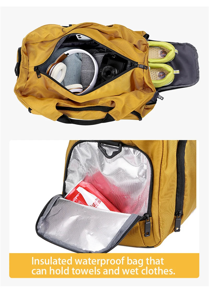 Gym Sports Bag for Men Travel Fitness Duffle Shoe Pocket Luggage Duffel Waterproof Tote Handbags Weekend Shoulder Outdoors Bag