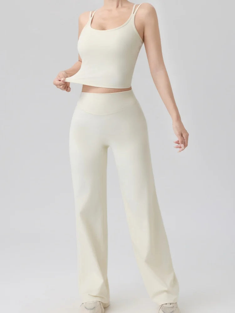 Fitness Set Women's Yoga Suit Sports Vest Straight Pants Suit Gym Tracksuit Female Workout Clothes Running Push Up Sportswear