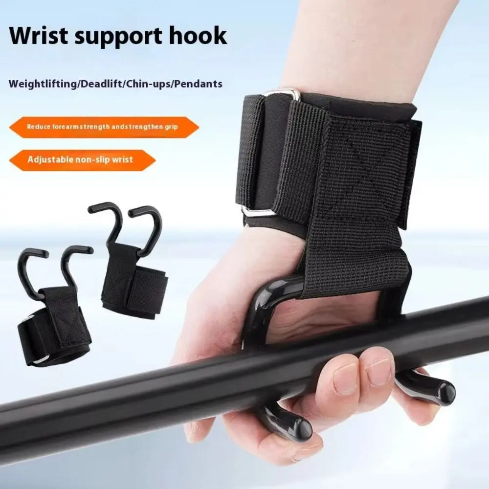 2Pcs Adjustable Grips Weight Lifting Hooks Black Wrist Strength Workout Gym Straps Fitness Accessories Fitness Hooks