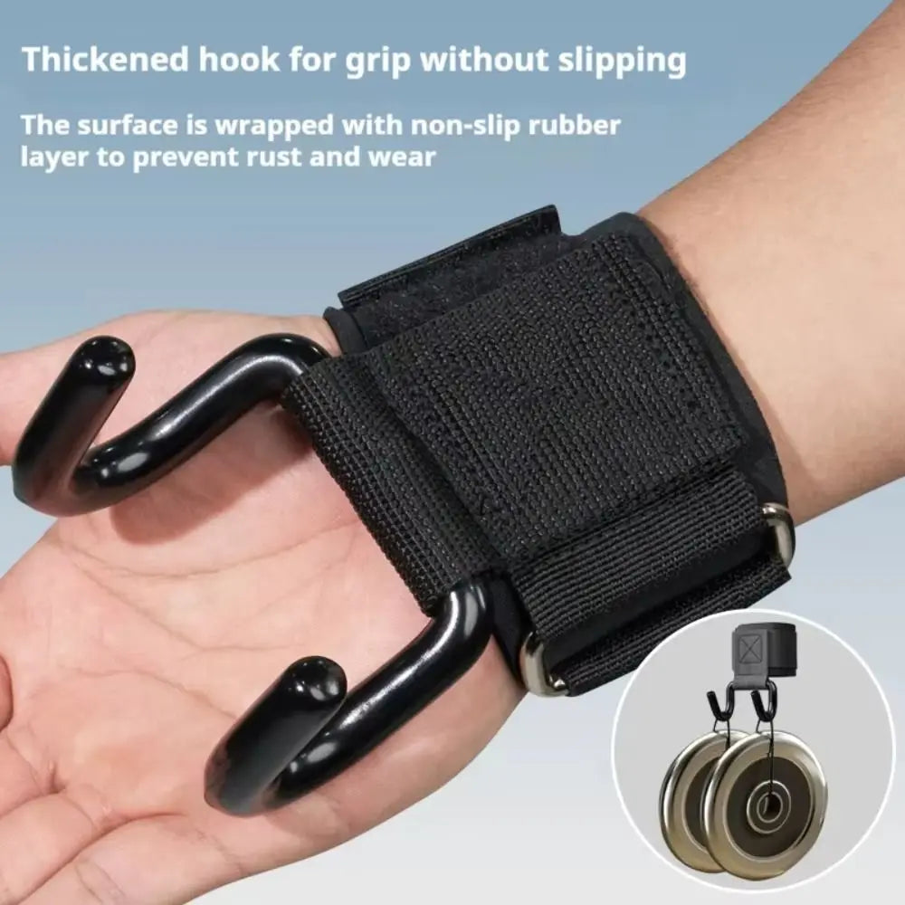 2Pcs Adjustable Grips Weight Lifting Hooks Black Wrist Strength Workout Gym Straps Fitness Accessories Fitness Hooks
