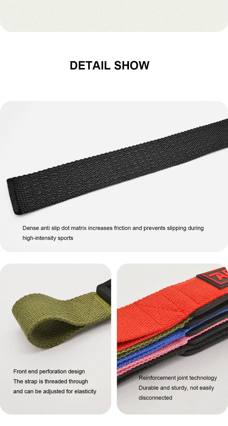 AOLIKES Weightlifting Wrist Straps Strength Training Adjustable Non-slip Gym Fitness Lifting Strap Wrist Support Grip Band