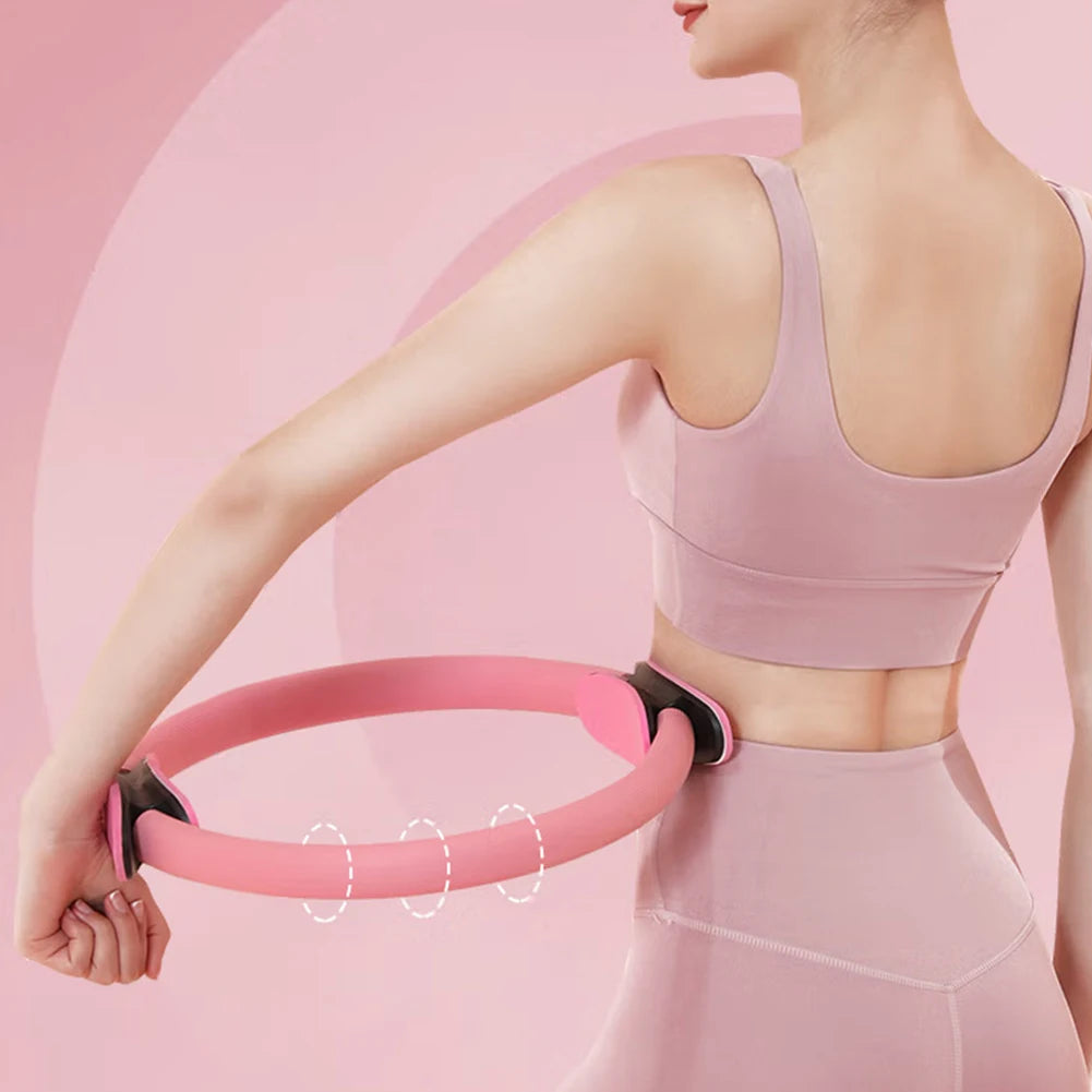 Pilates Ring Fitness Circle with Non Slip Handles Flexible Resistance Exercise Equipment Portable for Thighs Abs and Legs