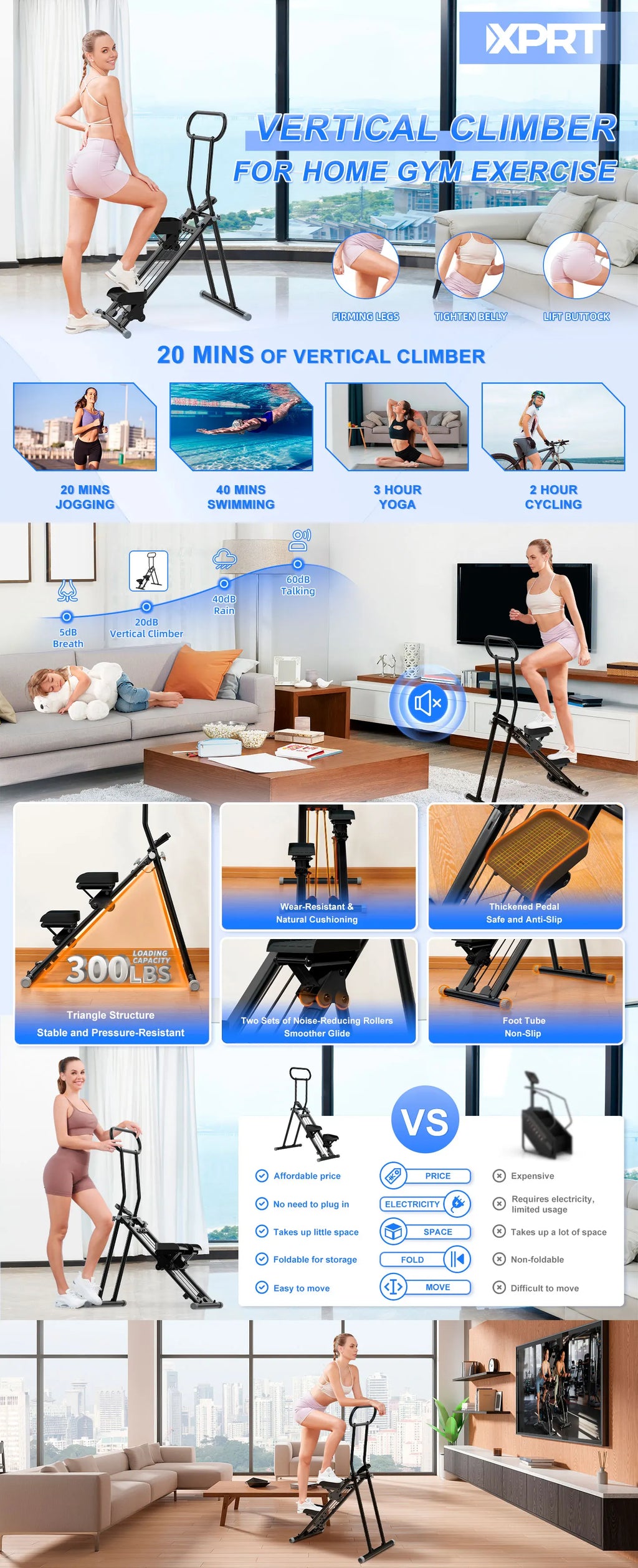 Sport Mini Vertical Fold Vertical Cardio Home Gym Stair Climber Exercise Machine