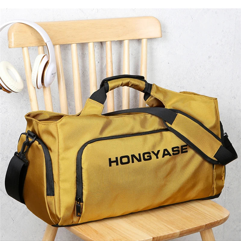 Gym Sports Bag for Men Travel Fitness Duffle Shoe Pocket Luggage Duffel Waterproof Tote Handbags Weekend Shoulder Outdoors Bag