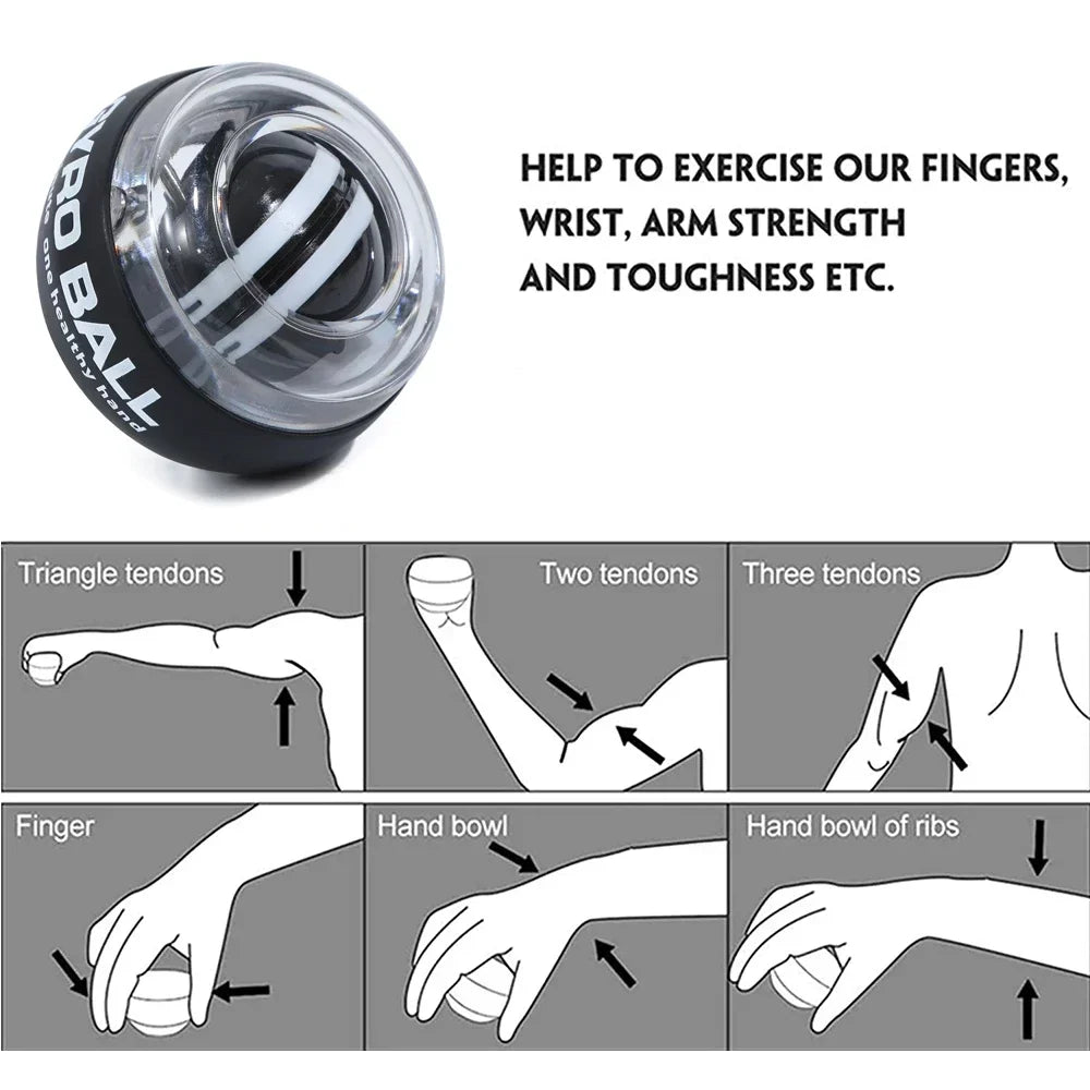 Auto-Start Gyro Ball Wrist & Forearm Exerciser, Hand/Arm/Finger Grip Strengthener for Muscle Training
