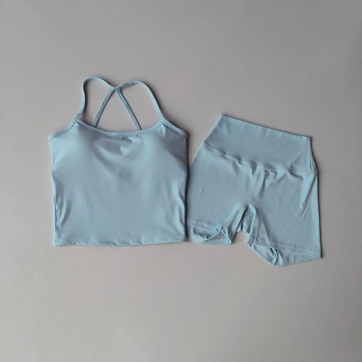 Fitness Gym Set Women 2 Piece Sets Halter Neck Tank Tops High Waist Scrunch Seamless Shorts Sport Suit Sportswear Workout Set