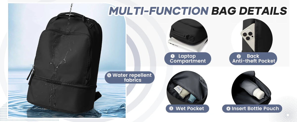 Gym Bag for Women，Personal Item Travel Bag With Shoe Compartment Travel Backpack for Women，Sports Backpack Ideal for Tennis，Swim
