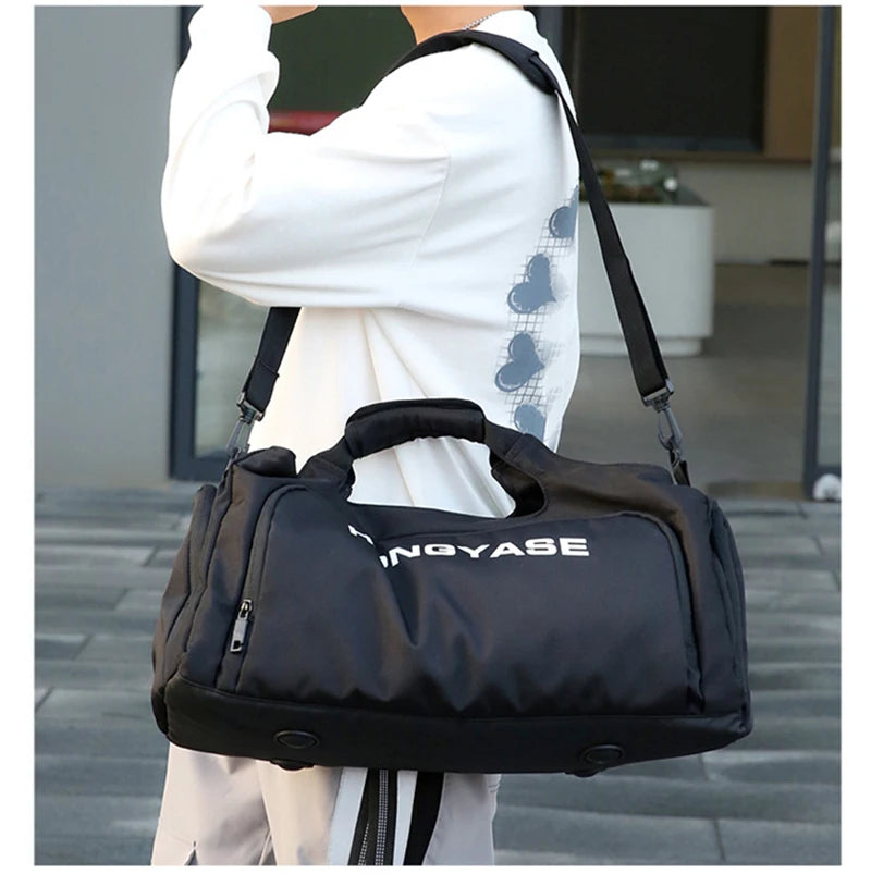 Gym Sports Bag for Men Travel Fitness Duffle Shoe Pocket Luggage Duffel Waterproof Tote Handbags Weekend Shoulder Outdoors Bag