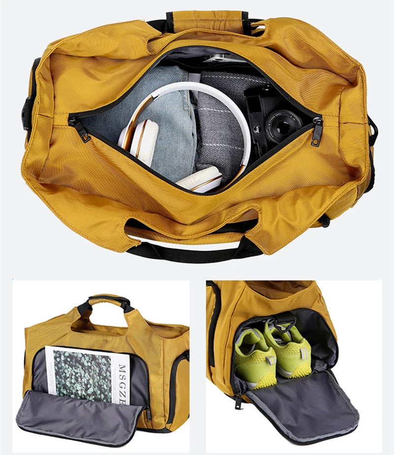 Gym Sports Bag for Men Travel Fitness Duffle Shoe Pocket Luggage Duffel Waterproof Tote Handbags Weekend Shoulder Outdoors Bag