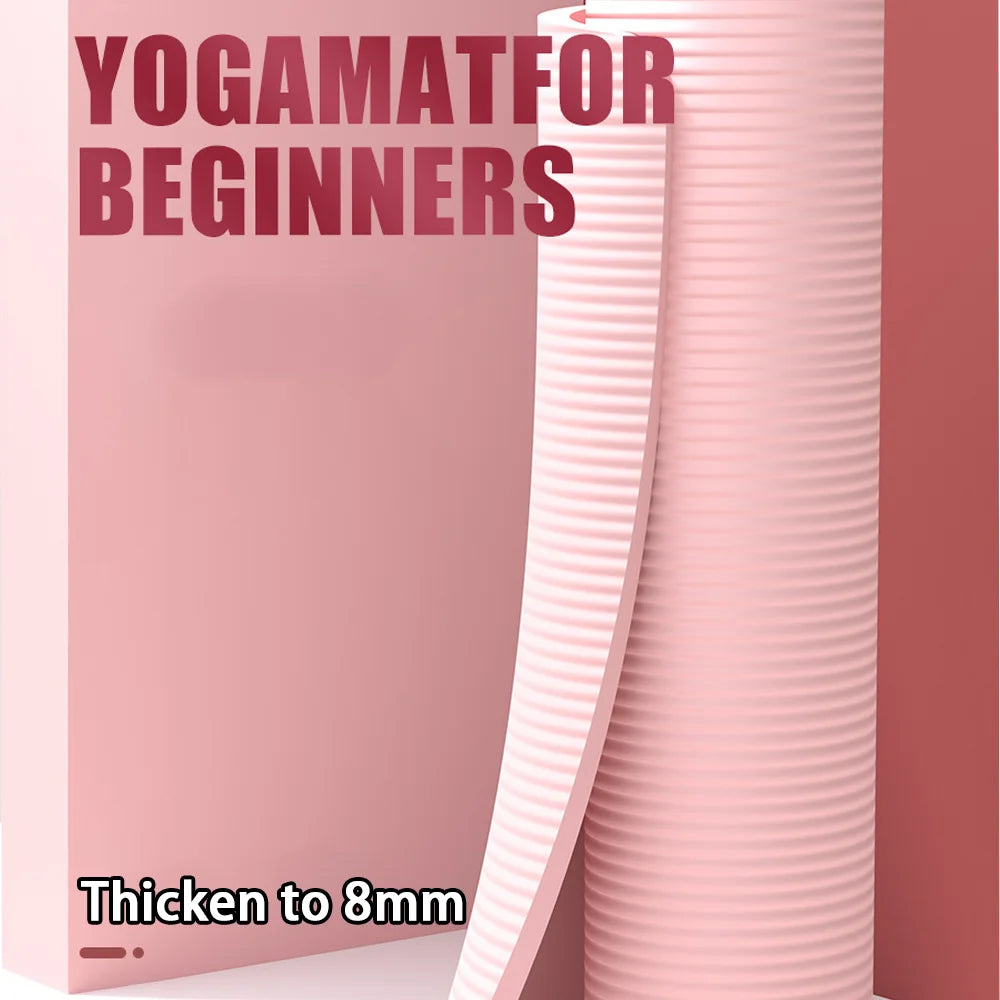 8mm NBR Yoga Mat Anti Slip Thickened Style for Beginners, Home Yoga Mat for Sports, Dance, Fitness Floor Mat Equipment