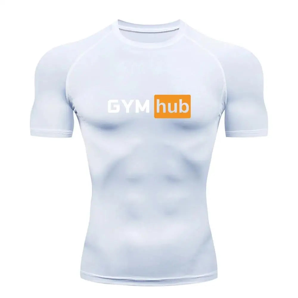 Gym Hub Printed Men's Compression T-Shirt Gym Workout Sport Quick Dry Tight Shirts Outdoor Training Fitness Elasticity Tops Tee