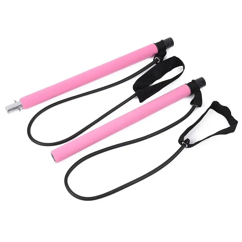 Multifunctional Pilates Bar Combination Fitness Bar Yoga Chest Expansion Tension Rope Back Trainer Elastic Rope Stretching Belt
