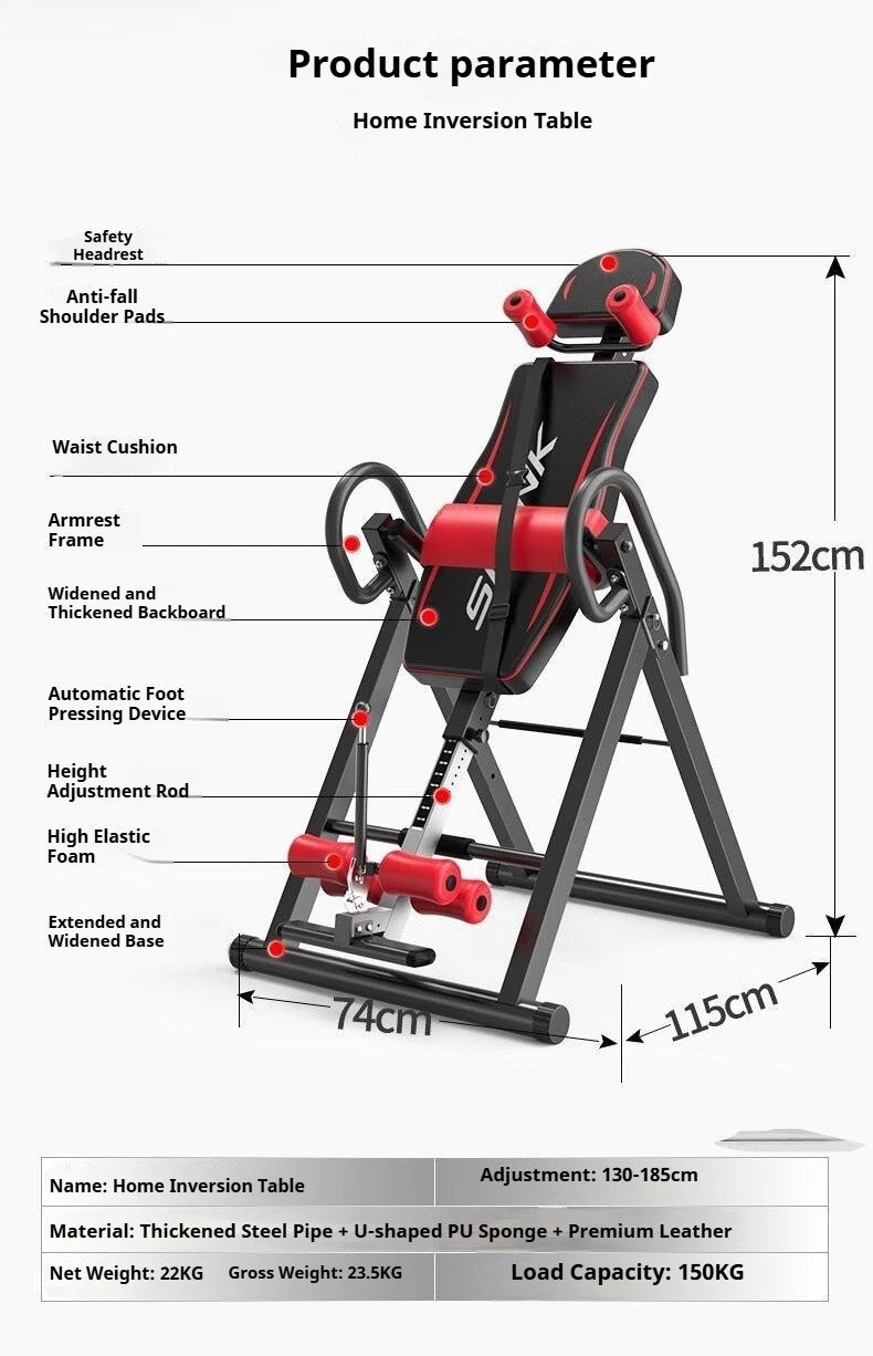 Inversion Table Gravity Fitness Exercise Gym Equipment for Body Relaxation Home Workout